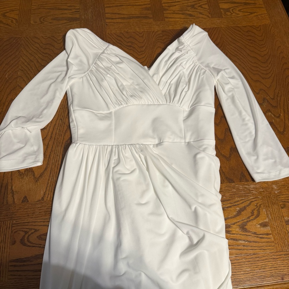 Vixen By Micheline Pitt Starlet Wiggle Midi Dress  Ivory Sz L NWT Old Hollywood - Picture 5 of 16